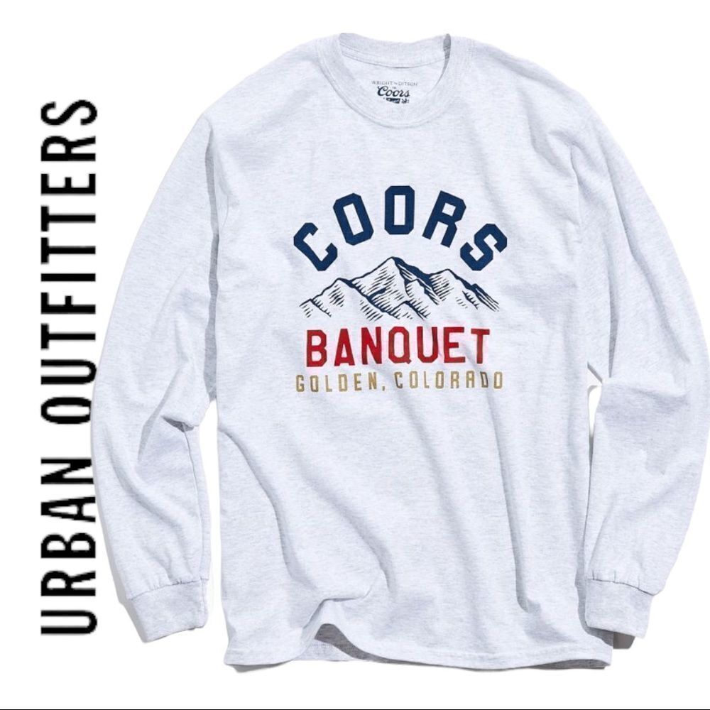 NEW Coors Banquet Urban Outfitters UO Collegiate Long Sleeve Shirt T-Shirt Tee M